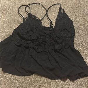 Black Lace Crop Top